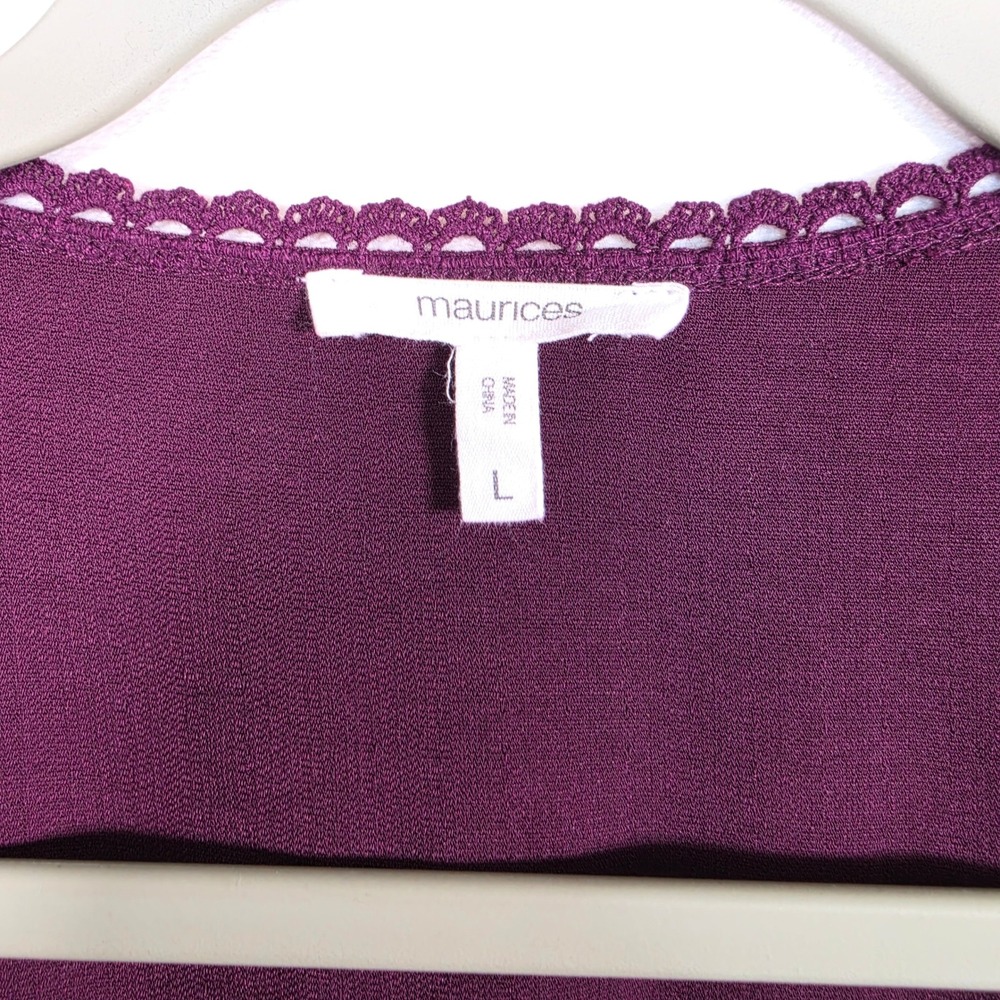 Maurices Cardigan Women's L Purple Open Front Tassel Tie Boho Kimono Top Blouse - Picture 3 of 16